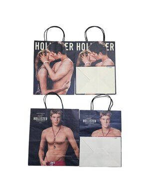 Hollister Vintage Lot of 4 Small Shopping Bags Kissing Couple Lifeguard Hot Y2K